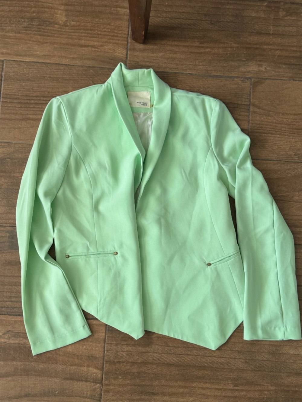 Mustard Seed Pistachio Green Open-Front Cropped Blazer โ Women's Large